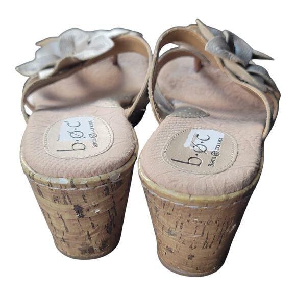 BOC Born Concept Women’s Size 7 US Leather Cork Wedge Floral‎ Slip On Sandals - Picture 6 of 6